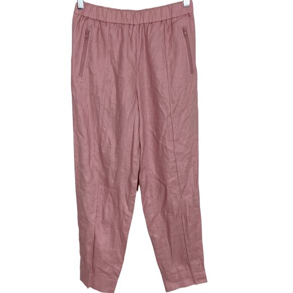 NWT J.Crew High Rise Linen Jogger Pants Pull On Pink Zip Pockets 6 T Tall Long - Picture 2 of 16